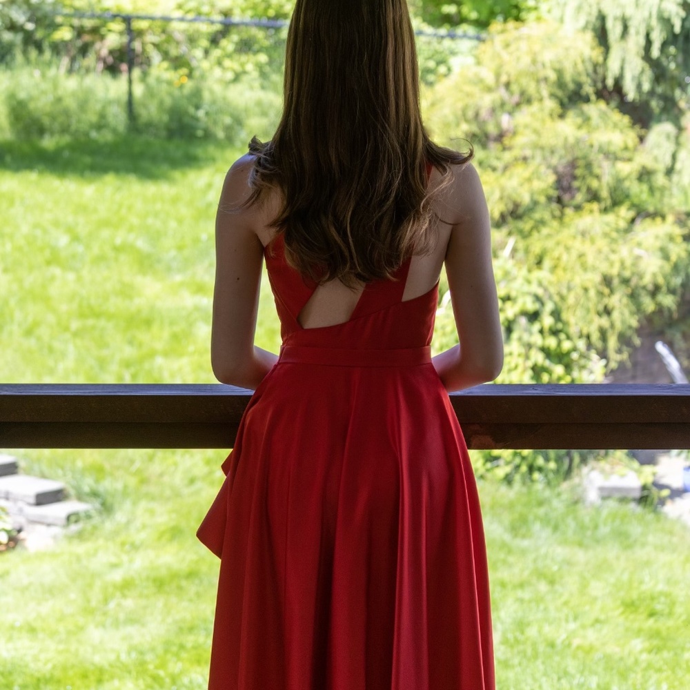 Red prom dress from David's Bridal